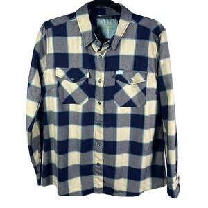 Dixxon Flannel Co bar Harbor Blue  Plaid Button Shirt Womes L Limited Edition